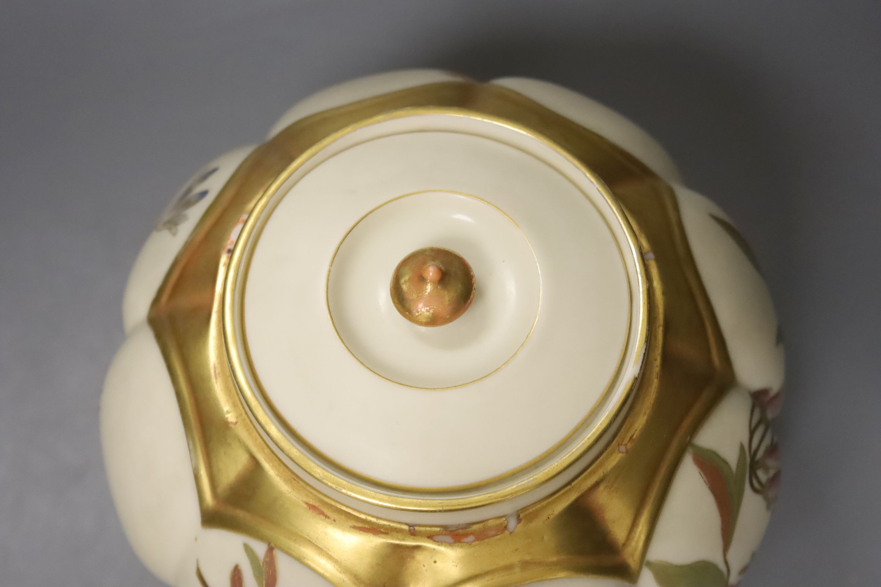 A Royal Worcester melon panelled pot pourri vase